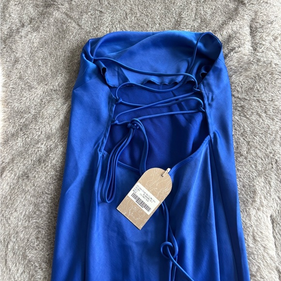 MESHKI sydney straight neck slip maxi dress cobalt blue - Picture 4 of 5